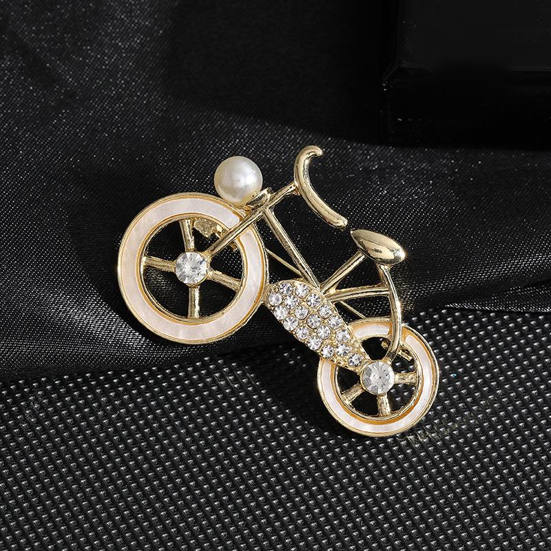 Wuli&baby Shining Bicycle Brooches For Women Unisex 2- Beautiful Taking Flowers Bike Brooch Pins Gifts