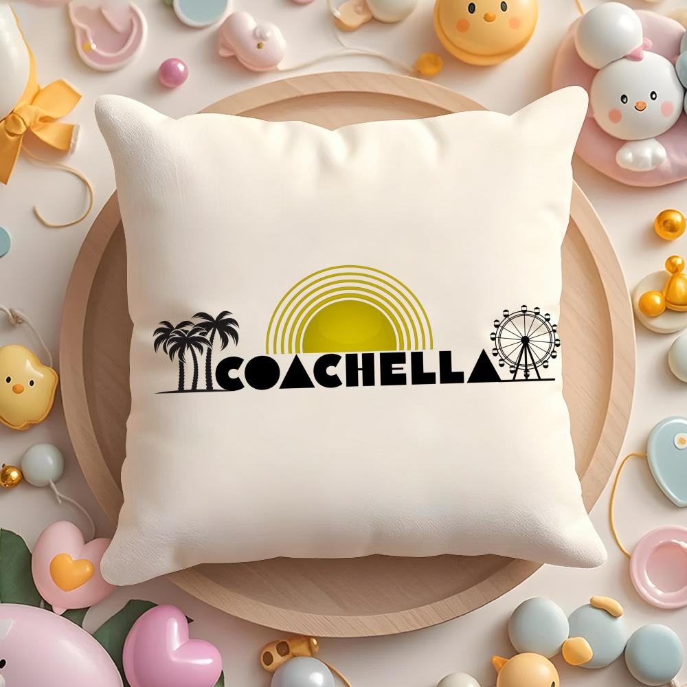 Чехол на подушку Музыкальный фестиваль Coachella Плюшевая ткань Мягкий Двусторонний Печатный Диван Теплый Зимний Домашний Подарок Наволочка
