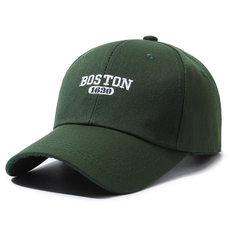 Baseball cap men's fashion cap letter embroidered sun hat ins simple versatile face small solid color hat women