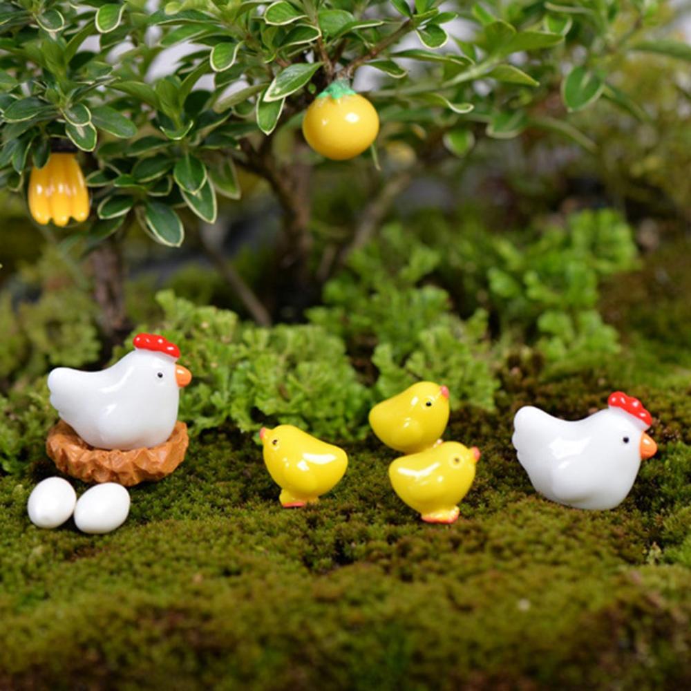 Lovely Mini Micro Landscape Resin Hen Chick Egg Henroost Decoration Miniature Figurine Ornament