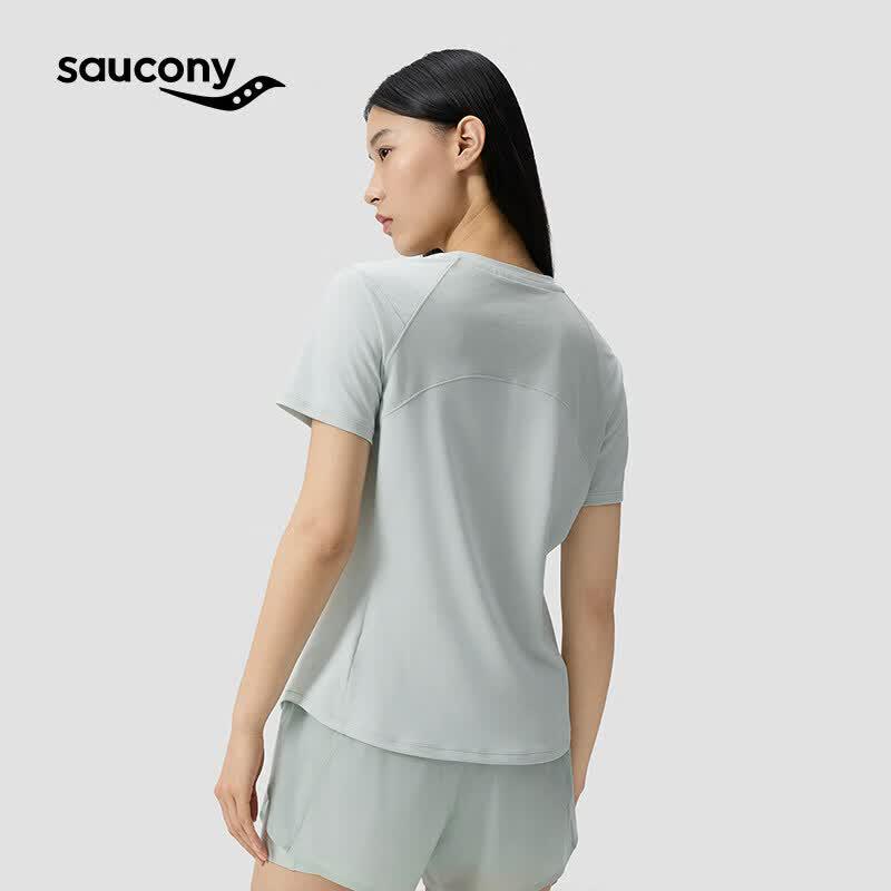 SAUCONY Женский быстросохнущий облегающий вязаный топ с коротким рукавом
