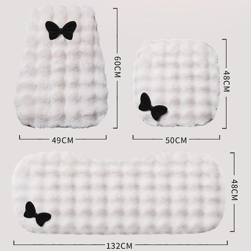 Женский плюшевый чехол для сиденья автомобиля с бантом, милый, для девочек, зимняя теплая автомобильная подушка, подголовник с бантом, подушка для талии, аксессуары для салона автомобиля