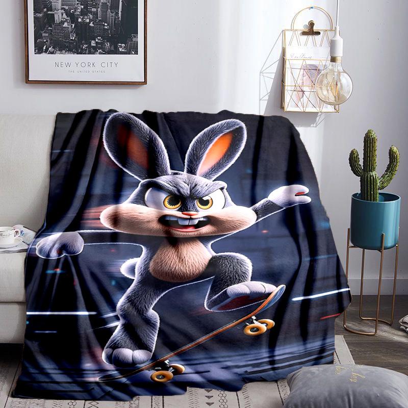 Elegant Bunny Portrait Throws Blanket Flannel Blankets Plush for Couch Bed Gifts for Men Women Travel picnic blanket Christmas fan gifts