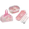 Skater My Melody 25 Big Ribbon Antibacterial Dishwasher Safe Soft Lid Tight Lunch Box, Oval Shape, 360ml Trio Set (Chopsticks, Spoon, Fork) and Lunch
