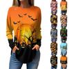 Tee Shirts For Women Fall Casual Long Sleeve Shirts Sweatshirt Retro Printing Halloween Party Top Pullover