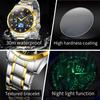 Men's Quartz Multifunctional Chronograph Watch Stainless Steel Waterproof Luminous Diamond Studded Starry Sky Watch