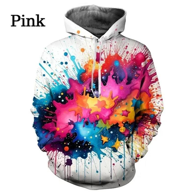 Цветные смешанные чернила Blob-Colou 3D Print Hoodies Men Women Oversize Hoodie Pullovers Hooded Sweatshirt Sports Suits Coat Kids Clothing