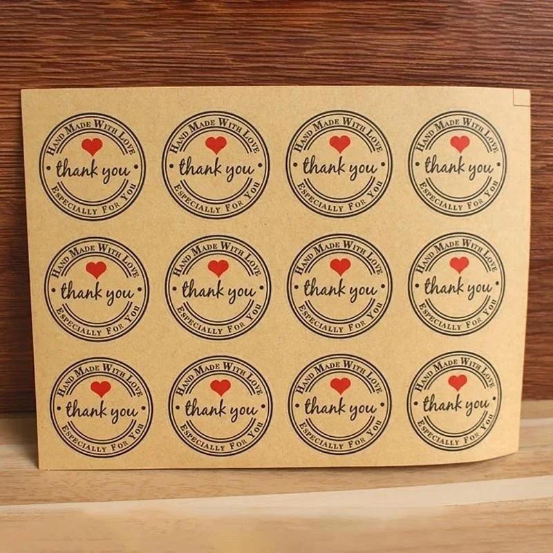 10 шт. Крафт-бумага Любовь Выпечка Печать Паста Упаковочные этикетки Декоративные наклейки Минималистичные и красивые Подходят для всех случаев