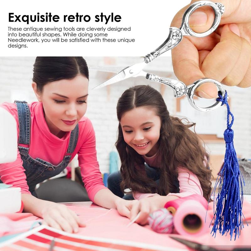Набор вышивальных ножниц Прецизионные ножницы Швейный набор Наперсток Игольница Швейные инструменты Изысканный металлический швейный наперсток Винтаж