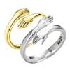 1 Pc Men Alloy Simple Embrace with Both Hands Open Adjustable Party Finger Ring Fashion Jewelry for Women Couple Rings Gifts