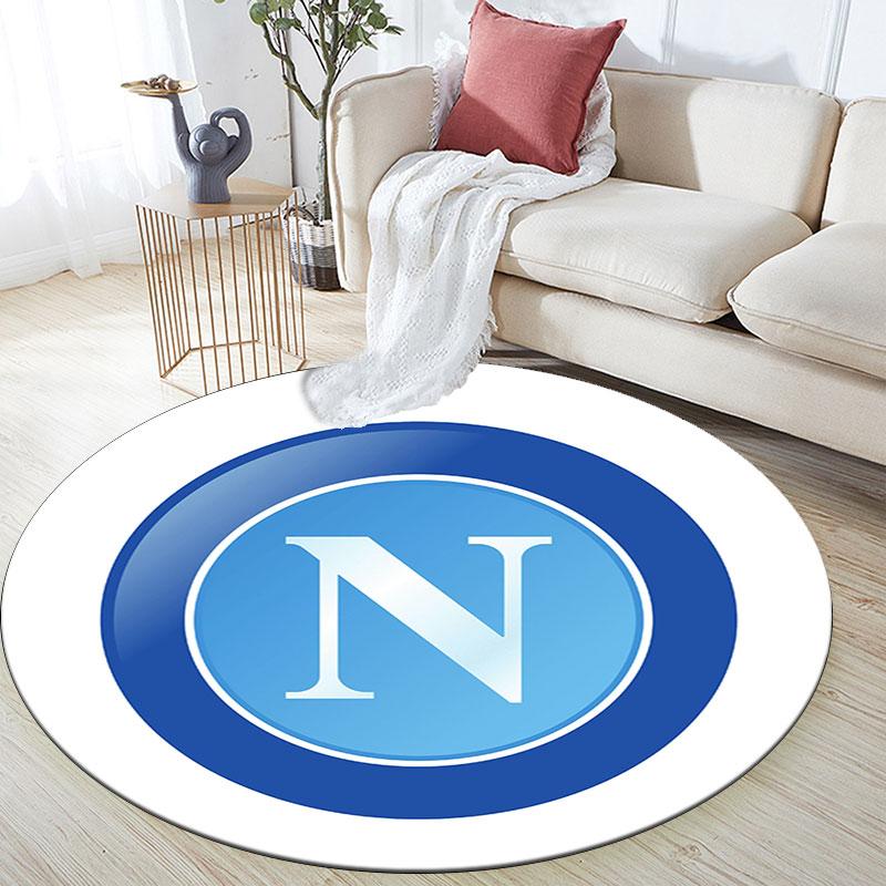 SSC Napoli Printed Round Rug, Non Slip Washable Circular Carpet For Living Room Bedroom Playroom, Sports Fan Decor, Holiday Birthday Gift