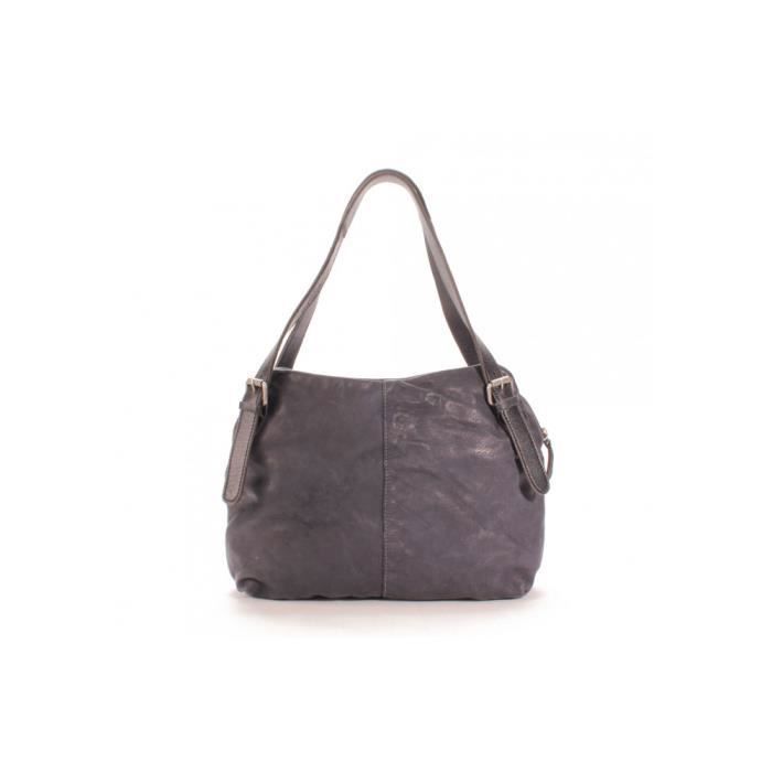 Sac Cabas - LE TEMPS DES CERISES - Sana 1 - Cuir Noir - Fermeture Zippée - Femme