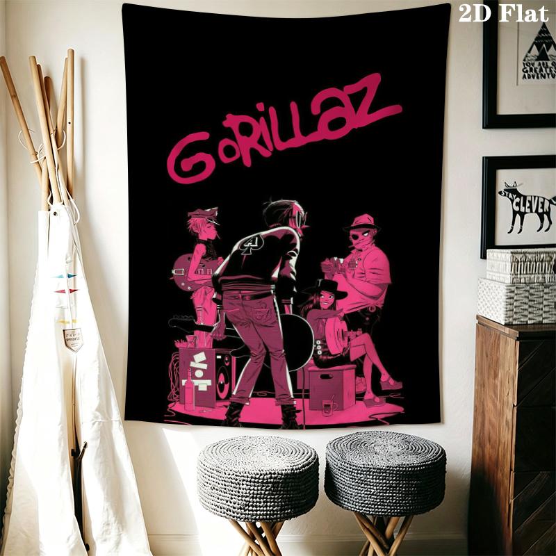 Gorillaz Wall Tapestry Aesthetic Wall Hanging Printed Fabric Blanket Decorative Tapestries for Bedroom Living Room Home Decor