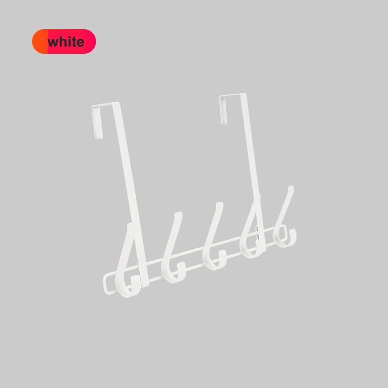 Home No Installation Metal 5 Hook Door Hanging Hooks for Bedrooms & Bathrooms Towels Clothes Hats Organizer Wallet Storage Shelf