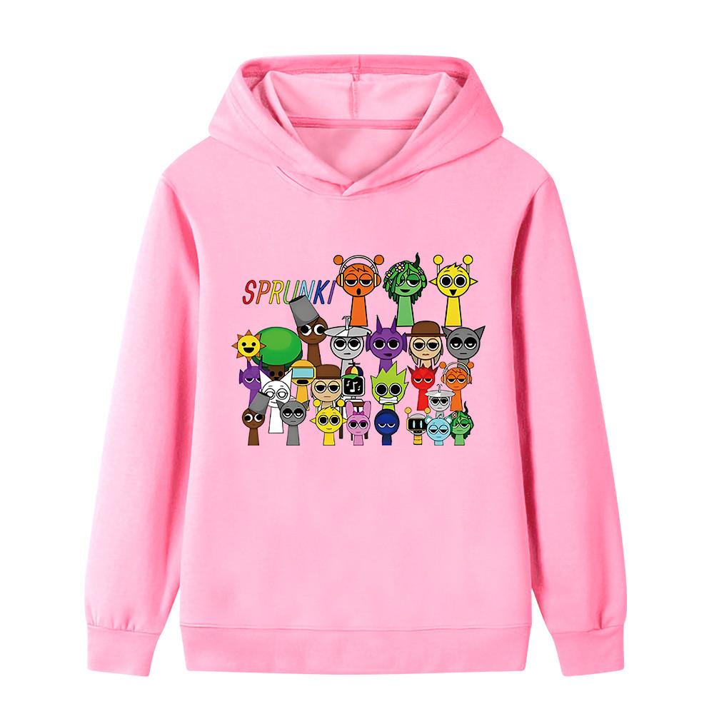 B1059 Kids Boys Girls Sprunki Print Soft Colorful Long Sleeves Hoodie