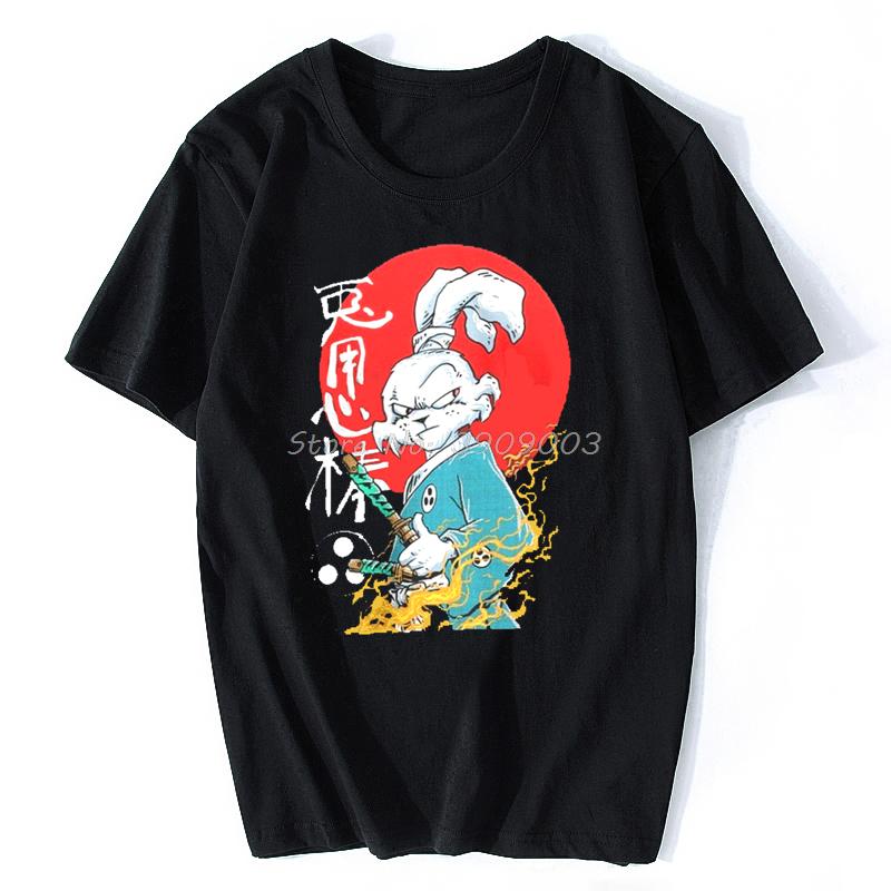 Усаги Ёдзимбо Кролик Хип-хоп Футболка Уличная одежда Япония Самурай Акэти Мицухидэ Буси Футболка Хлопок Короткий рукав Футболки