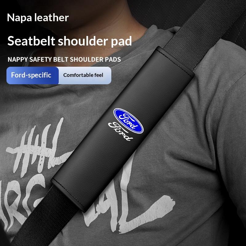 AKJ1 For Ford Mondeo Focus Explorer Escape Kuga Everest Bronco F-150 Ranger Transit Leather Shoulder Pads For Car Seat Belts