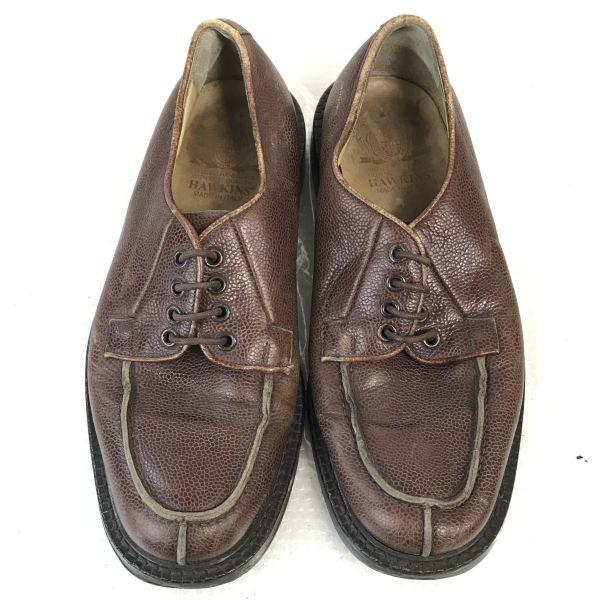 Italy Vintage Hawkins Mackay U-Tip Pebbled Leather Shoes 41 26-26.5cm Brown(USED)