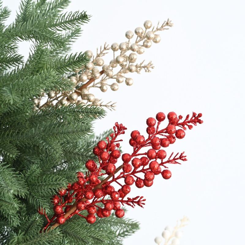 Hot-selling 3 forks 5 forks gold powder berry simulation Christmas tree decoration accessories Christmas decoration scene arrangement