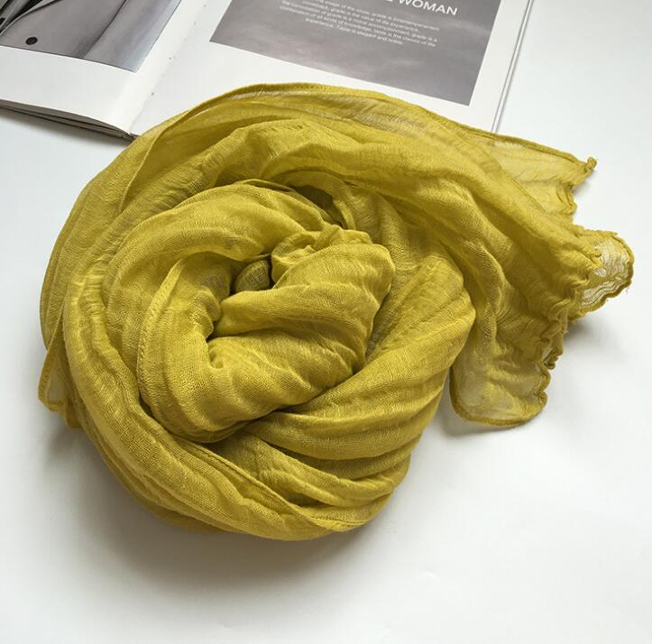 60x230cm New Arrival Soft Solid Color Women 100% Linen Scarf Summer Travel Sunscreen Long Shawl Elegant Hijab Women Foulard