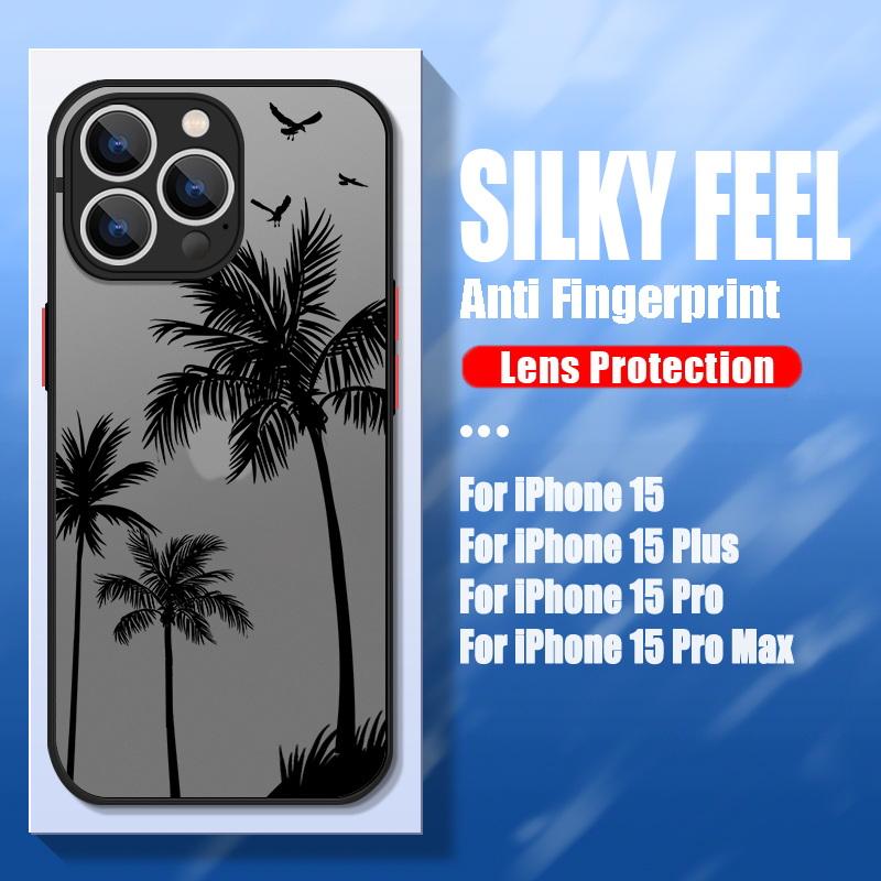 Чехол Кокосовая пальма для iPhone 17 15 14 Pro Max Coque iPhone 11 12 13 16 Pro Max Air Роскошный Гибридный TPU+PC Жесткая Задняя Крышка Fundas
