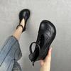 Spring Summer Big Round Head Foot Ring Cave Sandals Flat Bottom Back Zipper Flat Bottom Patch Cool Boots Women