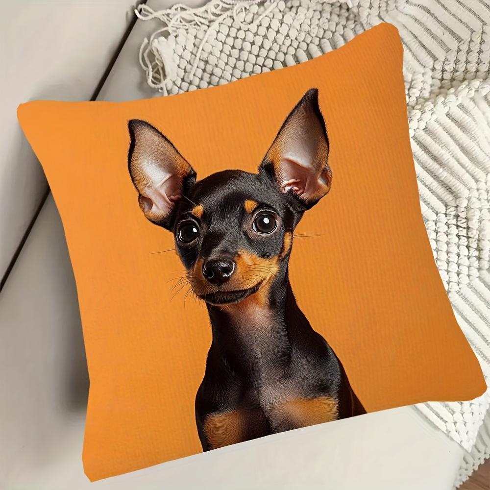 1pc Pillowcase, 2D Flat Printing, Single-Sided Pattern (No Pillow Insert), 17.72 X 17.72 Inches (45 X 45 Cm), Non-Real Embroidery, Mini Chihuahua Pill