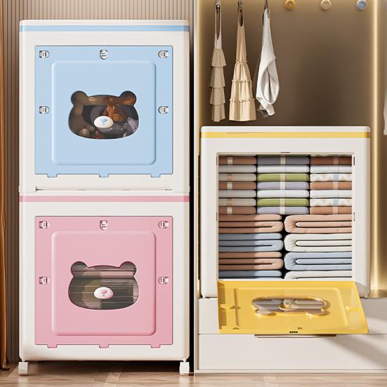 Штабелируемый контейнер для хранения с крышкой Складной ящик для хранения с дверцей и колесиками Складной органайзер на колесиках