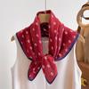 Chessboard plaid 71CM cotton and linen silk scarf small square scarf women's spring and autumn summer thin scarf scarf linen headscarf belt