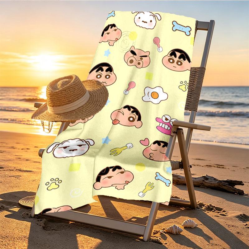 Crayon Shin Print Beach Towel Design, Soft, Lightweight. for Home Bathroom, Spa, Pool, Yoga, Surfing, Camping, Gift for Family, Friend