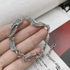 Korean-Style Irregular Light Blue Bracelet with Dripping Glue Texture for Women.