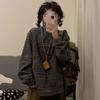 Винтажные полосатые флисовые свободные осенние женские куртки с воротником-стойкой на молнии зимние пальто женские модные повседневные теплые женские куртки с длинным рукавом 25435