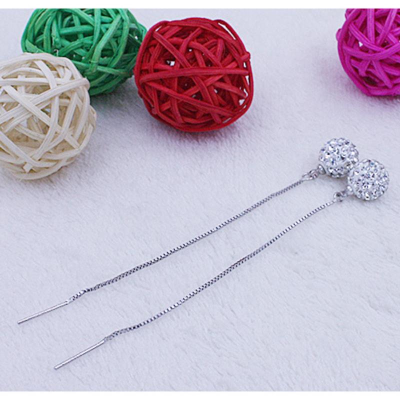 Womens Korean Fashion Elegant 925 Silver Plated Anti-allergy Simple Ear Line Long Stud Earrings Female Ear Jewelry Xmas Gift