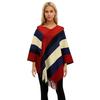 Color Yarn Knitted Shawl Thermal Striped Pullover Cape Jacket Knitted Sweater