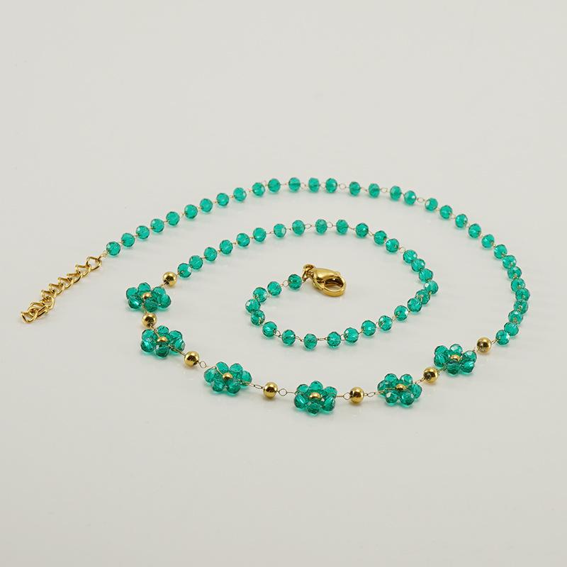 Нержавеющая сталь Новые серьги-цветы браслет ожерелье хрустальные бусины универсальные украшения в стиле бохо