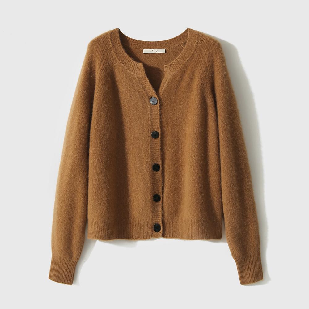 2026 Autumn Winter Women's Soft Fluffy Wool Cashmere Knit Cardigan Sweater