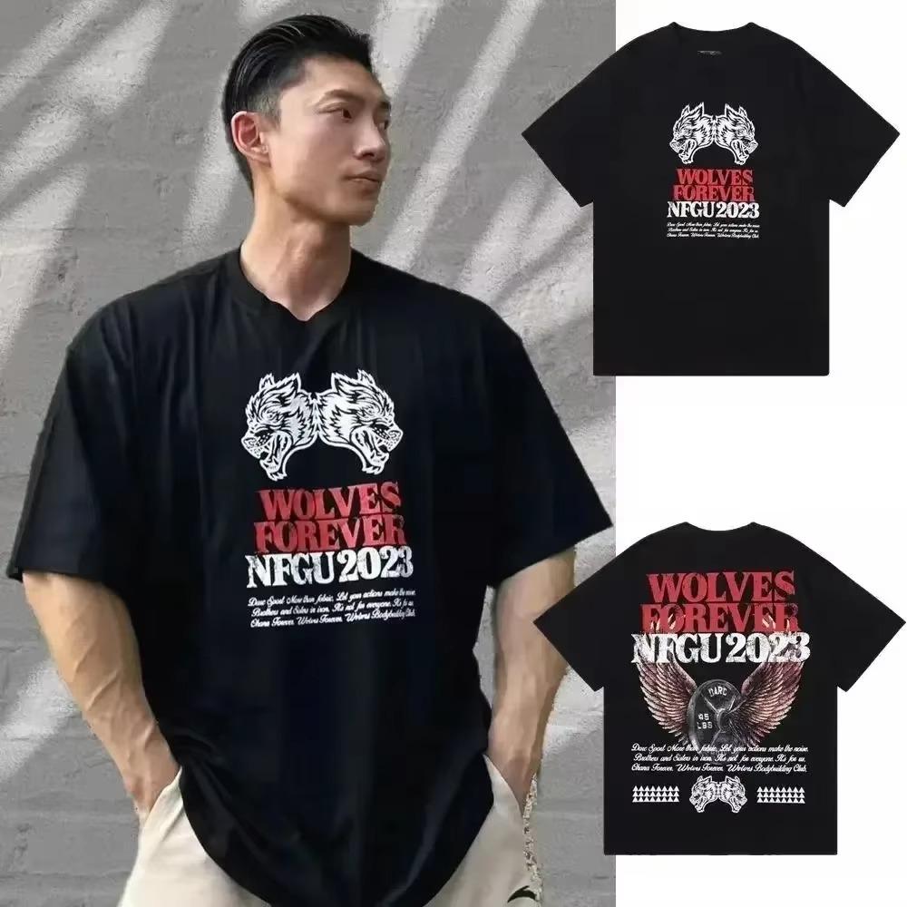 Летние футболки Darc Sport Wolves Оверсайз Бодибилдинг Спортзал Мужская одежда Графический топ с коротким рукавом Fugees Футболка Darcsport