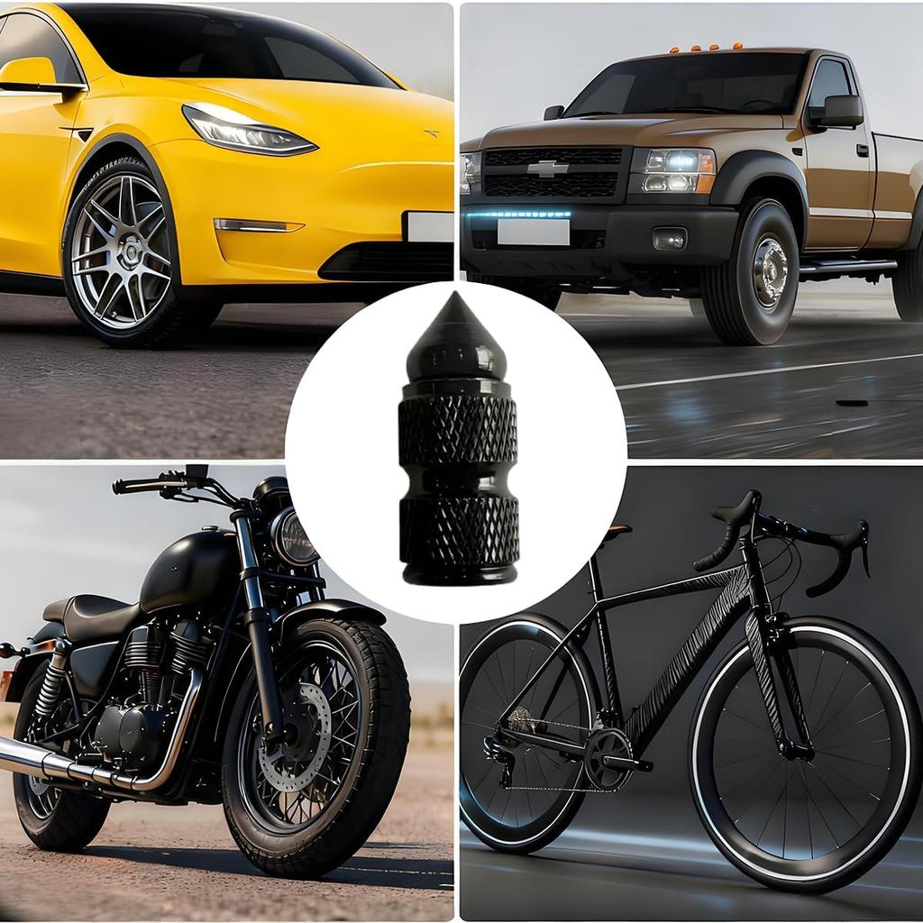 8PCS Spike Tire Valve Stem Caps, Aluminum Alloy Pointed Air Valve Covers, Universal Dustproof Car Wheel Valve Caps for Cars, Trucks, SUVs,