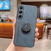 Роскошный кожаный матовый защитный чехол для объектива Samsung S25 Ultra S24 S23 S22 S21 A16 A06 A55 A15 A14 A35 держатель кольца ударопрочный тонкий мягкий чехол для телефона