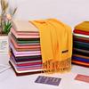2025 Autumn/Winter Solid Color Imitation Cashmere Mid-Length Warm Tassel Scarf - Japanese & Korean Sweet Fashion