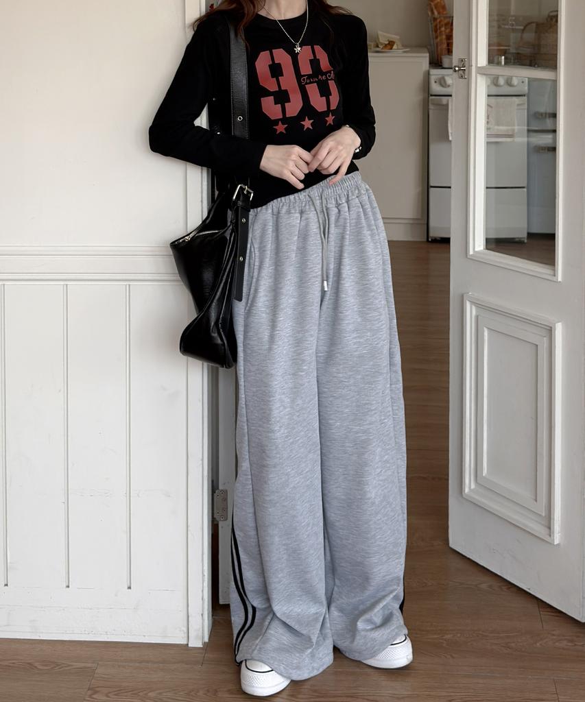 ROCKED GARAGE Unisex Line All-Season Training Pintuck Balloon Two-Way Wide Pants_Gray