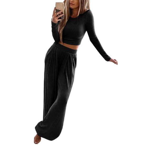 Популярная свободная удобная весенне-осенняя сексуальная домашняя одежда с круглым вырезом для повседневной носки, женская пижама