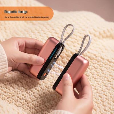 Магнитная грелка для рук с функцией Power Bank и встроенным кабелем - Компактное хранение и высокая емкость
