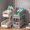 2 Tier Kitchen Organizer Mesh Under Sink Drawer Organizer with Pull Out Drawer Bathroom Desk Shelf