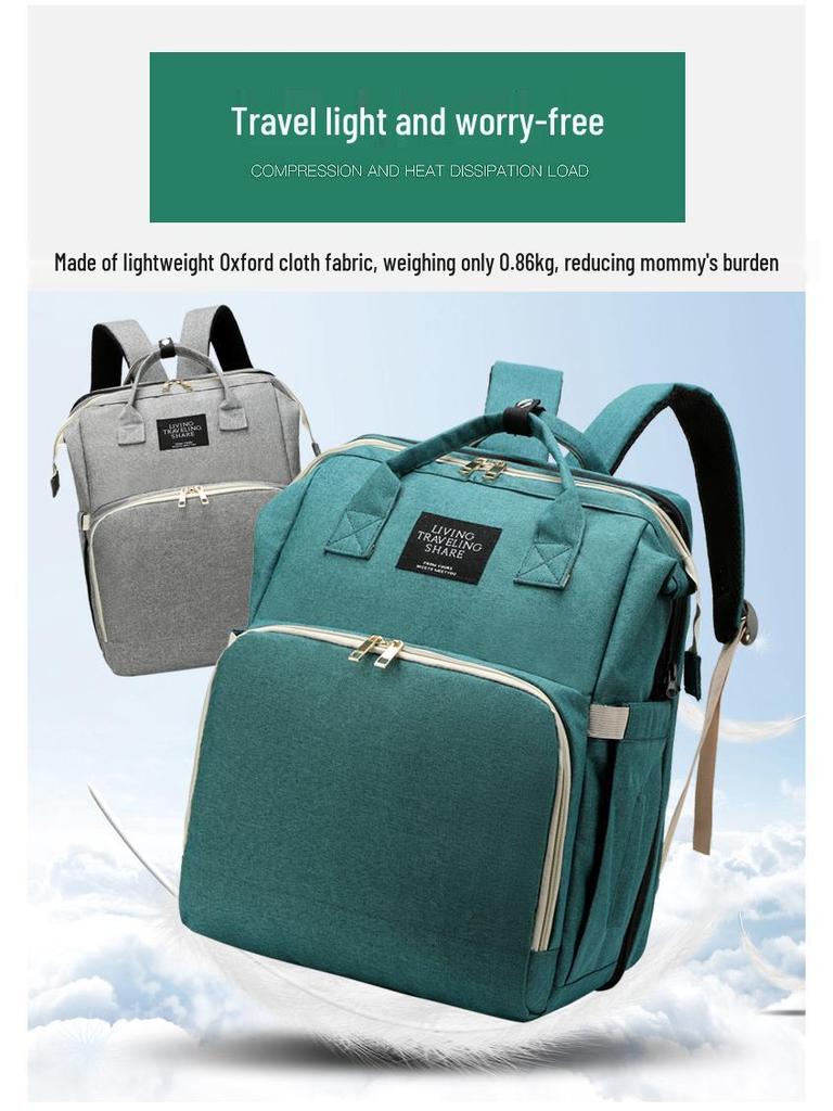 Multifunctional Diaper Backpack & Folding Baby Bed Combo - Stylish 2020 Design for Moms