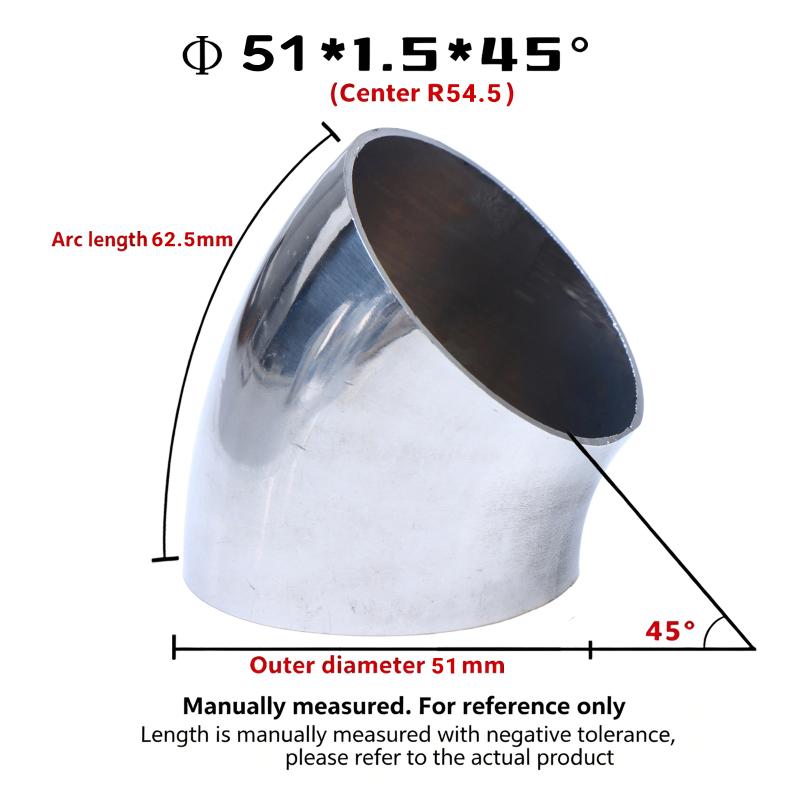 45° Weld Elbow Corrosion Resistant 304 Stainless Steel Butt Weld Pipe Fitting 16-80mm OD for Gas Pipelines