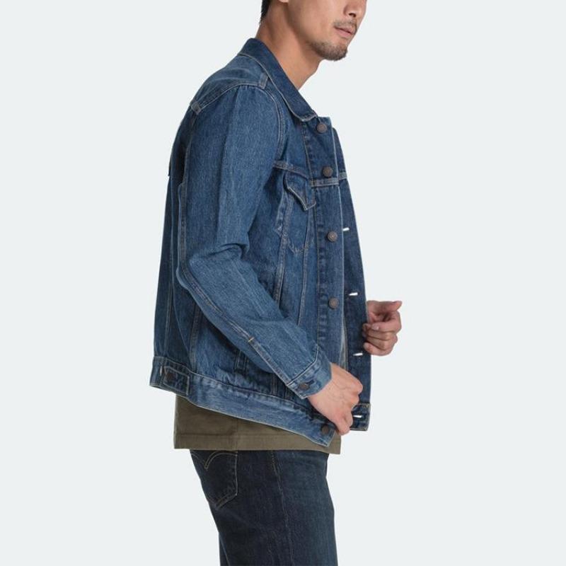 Мужская джинсовая куртка Levis с воротником на пуговицах, синяя 72334-0406