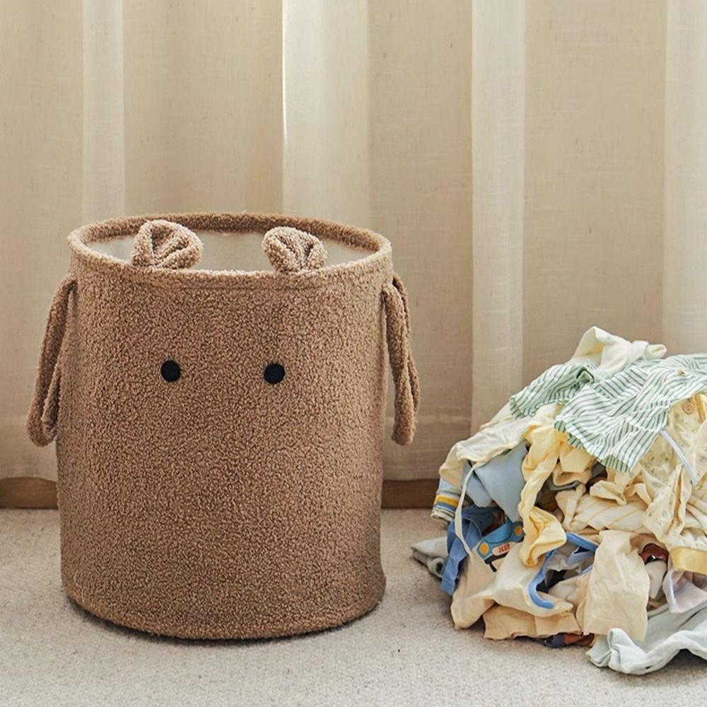 Cute Cartoon Folding Basket Large Capacity Plush Storage Basket Dirty Clothes Basket  Living Room