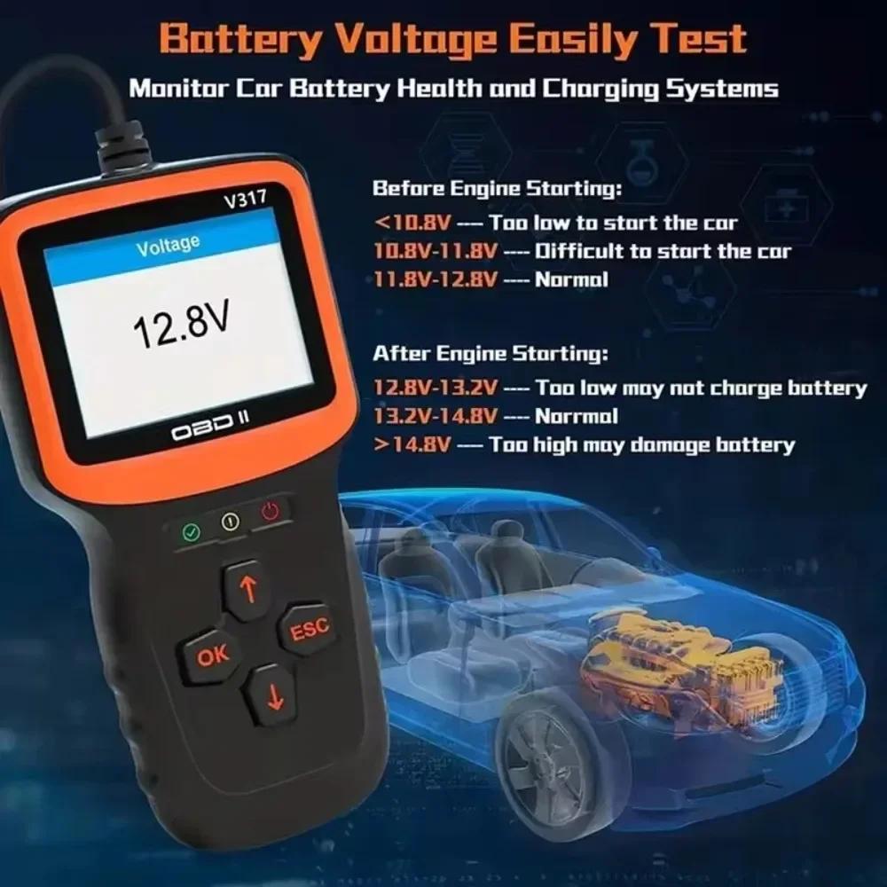 Сканер OBDII для мотоциклов и автомобилей – Инструмент V317 с библиотекой 10 000 кодов DTC и данными в реальном времени для транспортных средств 1996–2025 годов