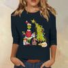 3/4 Sleeve Tops For Women T-Shirt Casual Christmas Print Tops T Shirt Round Neck Pullover Blouse